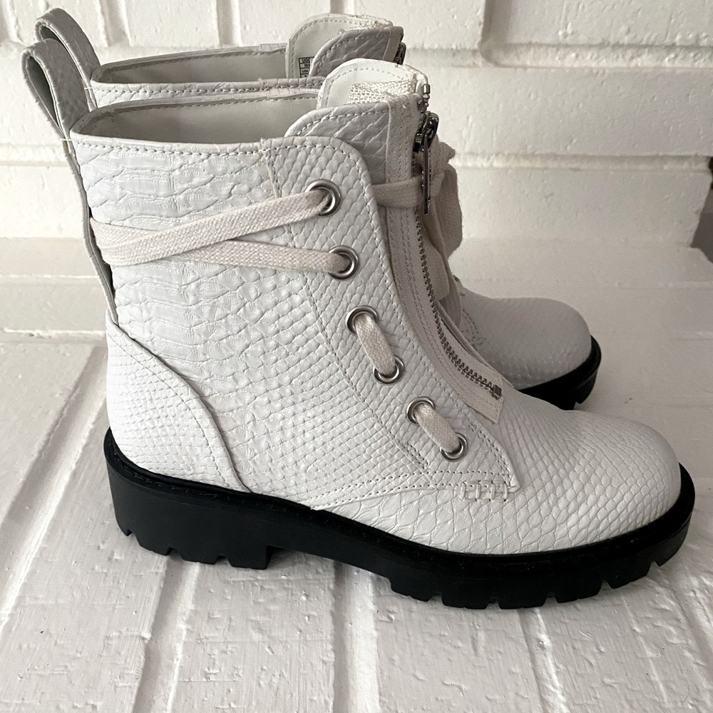 UGG Daren White Zipup Combat Boots